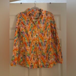 J. McLaughlin Orange and Green Toucan Blouse - NWT